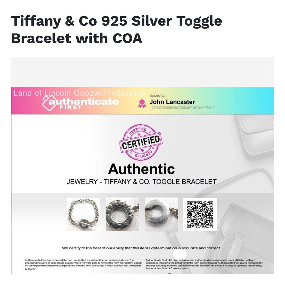 Vintage Authentic Tiffany & Co Sterling 925 Toggle Bracelet 6.75” 25g COA - Picture 5 of 11